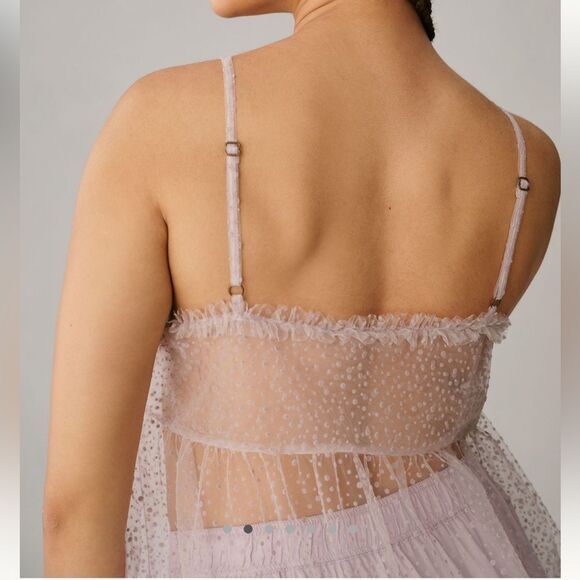 NEW By Anthropologie Sheer Dot Slip Tulle Dress Raindrop Purple Size Large - Picture 4 of 9